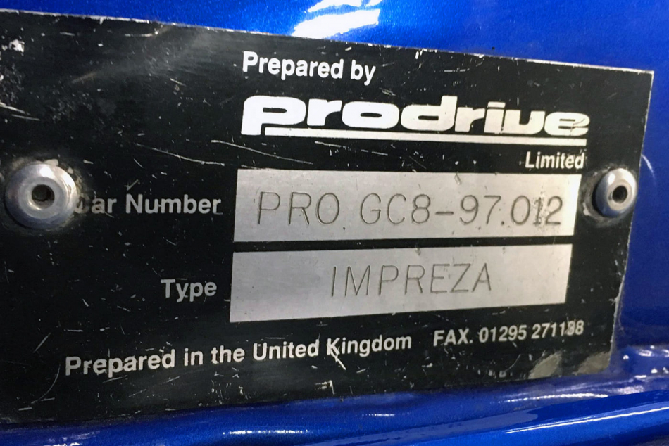 регистрационная табличка Subaru Impreza WRC